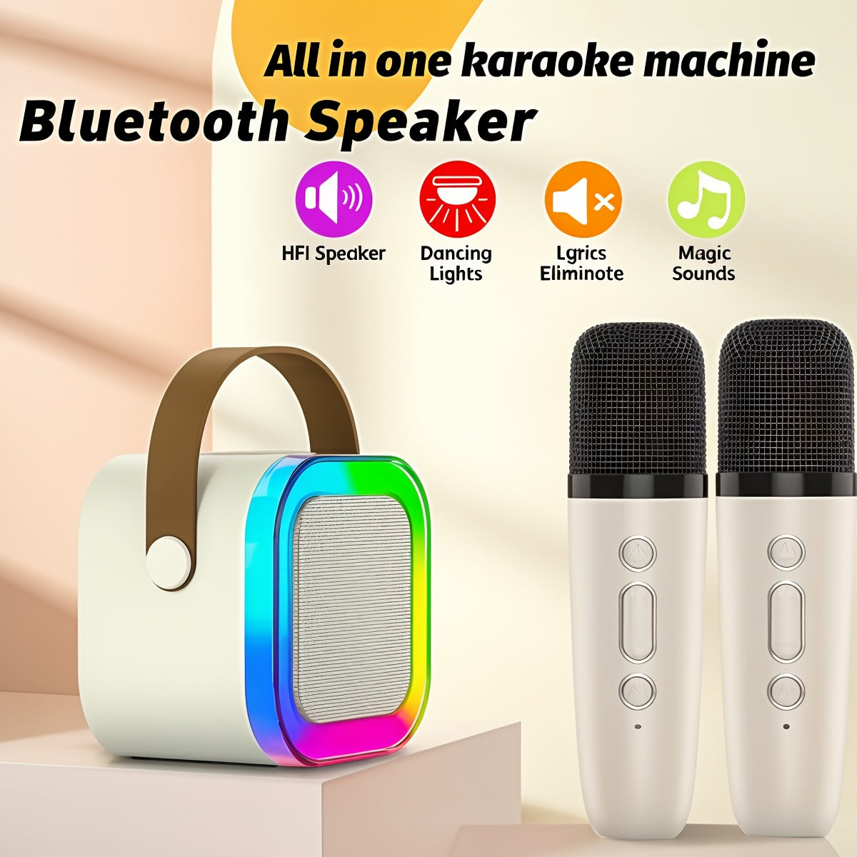 K12 Wireless Audio Microphone Bluetooth Speaker With Double Mic Random Color
