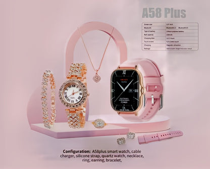 A58 Plus 6 In 1 Smartwatch For Women & Girls