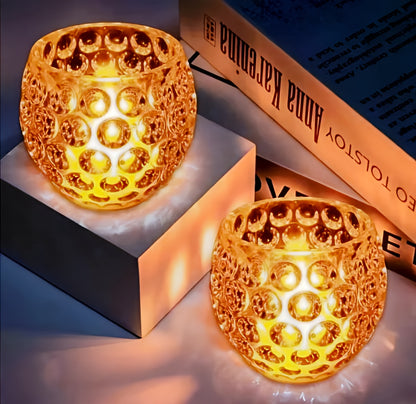 Amber Shine Crystal Tealight Candle Holder