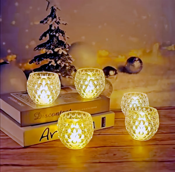 Amber Shine Crystal Tealight Candle Holder