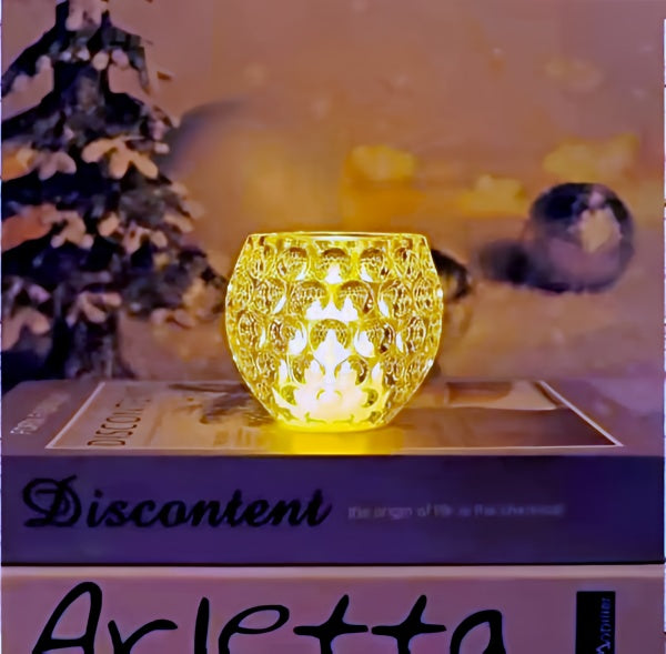 Amber Shine Crystal Tealight Candle Holder