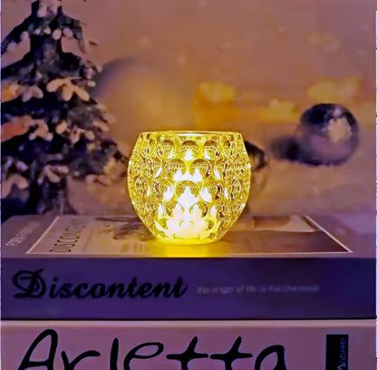 Amber Shine Crystal Tealight Candle Holder