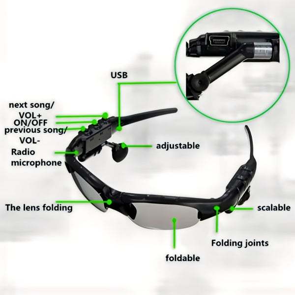 Bluetooth Sun Glasses With Headphones Connect With Mobile And Talk