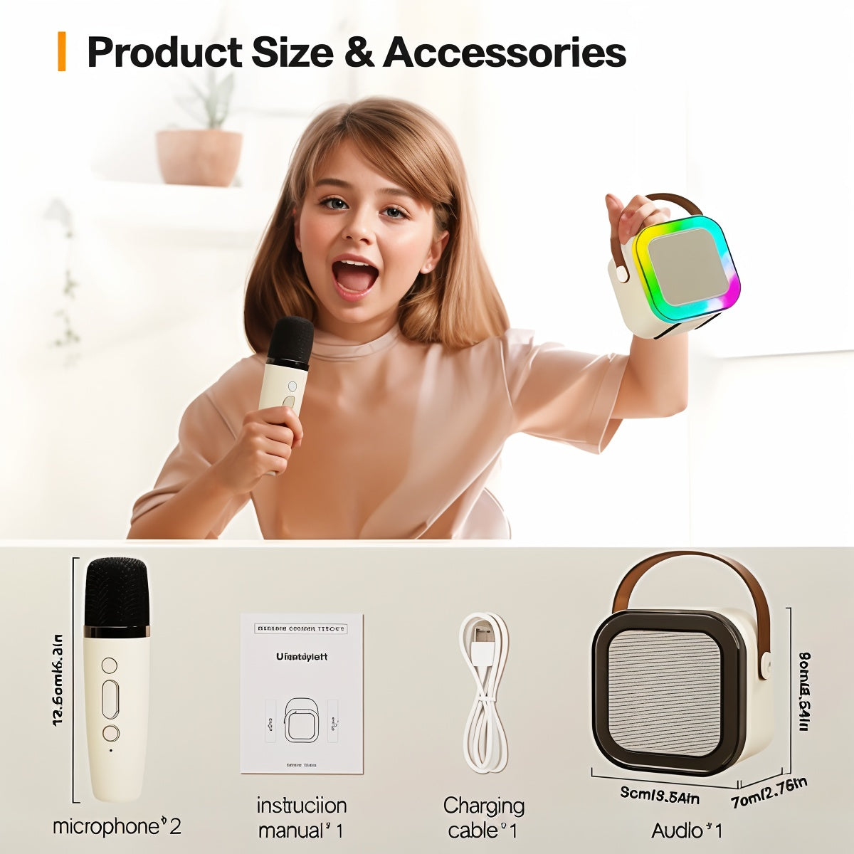 K12 Wireless Audio Microphone Bluetooth Speaker With Double Mic Random Color