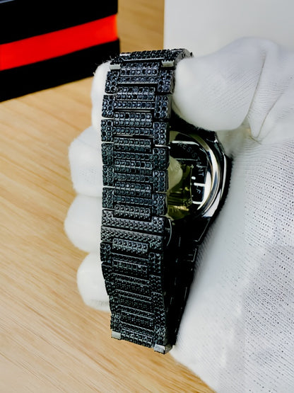 Blacked Iced Out Stainless Steel Chain Watch For Men Fashion Without Box