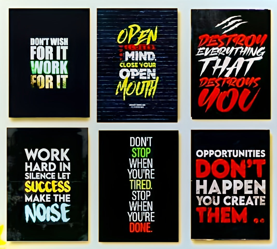 Set Of 6 Motivational Wooden Canvas Frames For Wall Decor